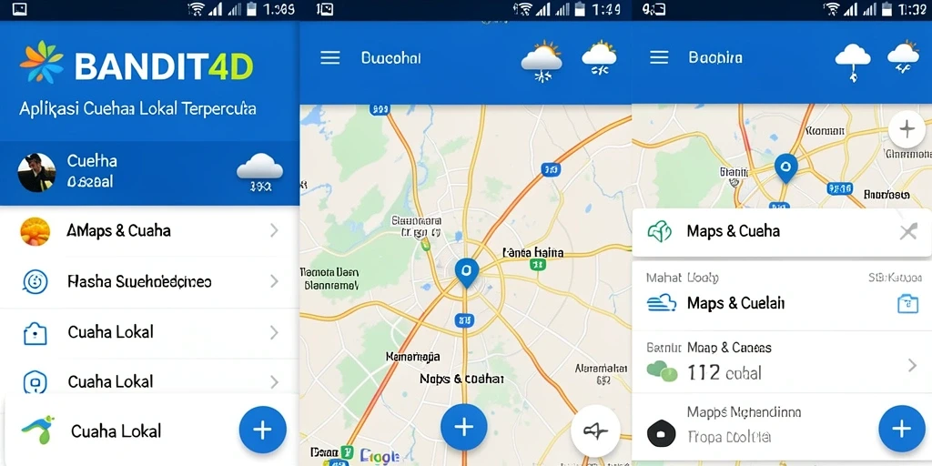 Antarmuka BANDIT4D menampilkan informasi cuaca lokal secara jelas dan menarik.