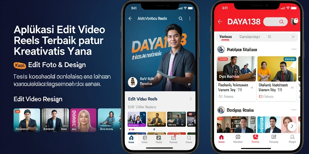 Antarmuka DAYA138 dengan berbagai fitur Edit Video Reels yang menarik.