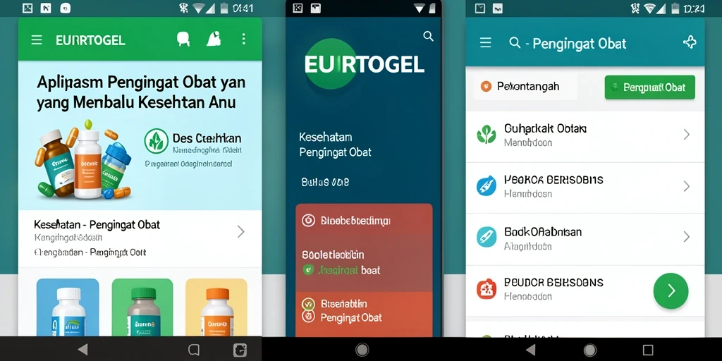 Tampilan antarmuka aplikasi Pengingat Obat EUROTOGEL yang user-friendly.