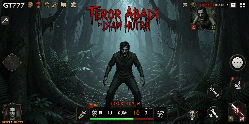 Screenshot GT777 menampilkan suasana hutan yang gelap dan menakutkan.