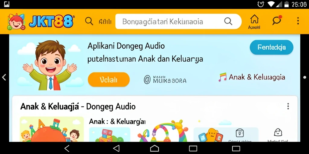 Antarmuka JKT88 dengan koleksi dongeng audio untuk anak.