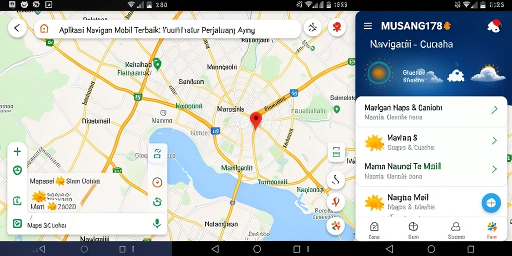 Tampilan antarmuka MUSANG178 yang sederhana dan informatif untuk navigasi mobil.