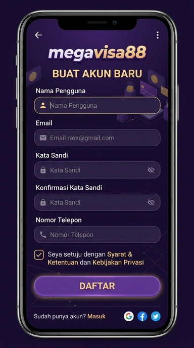 Daftar Akun Baru megavisa88 untuk Pengguna Android